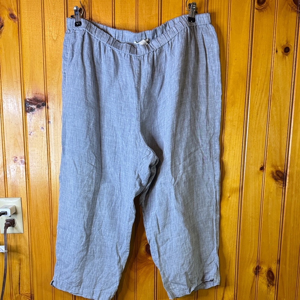 Eileen Fisher Blue Linen Capris - Picture 1 of 2